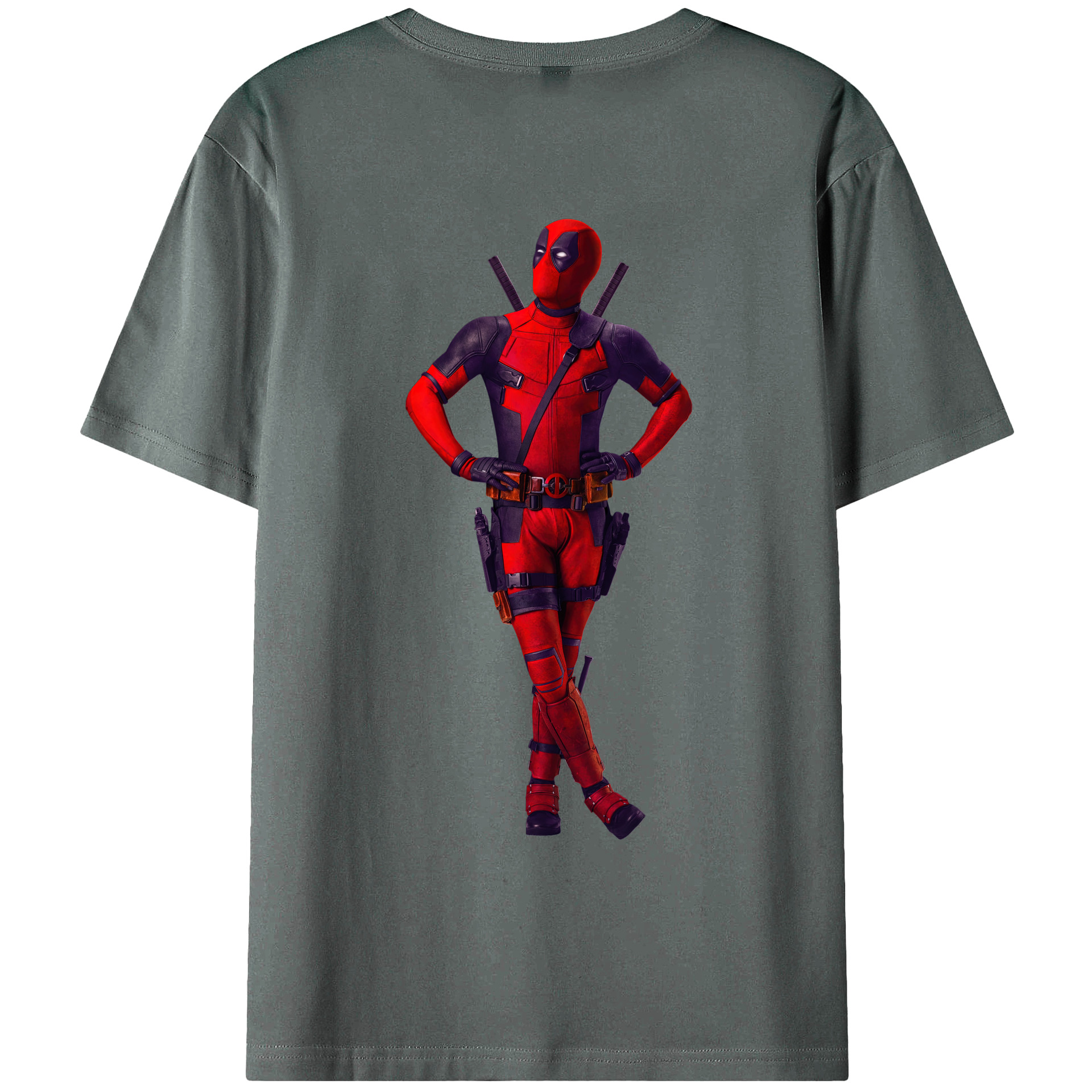 （画像用） Deadpool デッドプール 綿100％ メンズ半袖Tシャツ（バックプリント） 通気性